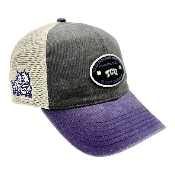 TCU Texas Christian University Horned Frogs Black Clover Trucker Hat NWT - Picture 4 of 12